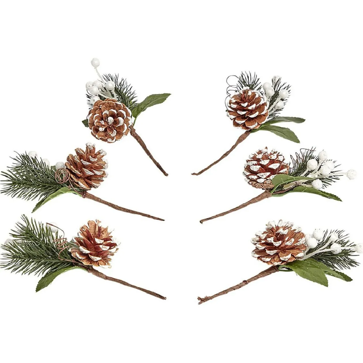 Branche de Décoration x6 avec pomme de pin