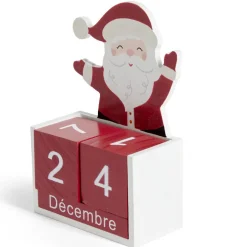 Calendrier de Noël à poser cubes en bois avec Père Noël H15cm