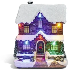 Chalet de Noël lumineux 6 LED en résine