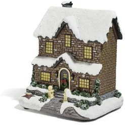 Chalet de Noël lumineux 6 LED en résine