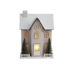 Chalet de Noël lumineux H20,5cm - 2 coloris rouge ou blanc