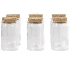 Contenant cylindrique en verre avec bouchon en liège x6