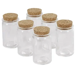 Contenant cylindrique en verre avec bouchon en liège x6