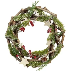 Couronne de Noël à suspendre en bois