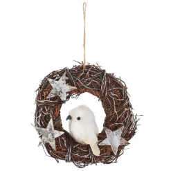 Couronne de Noël étoiles et oiseau