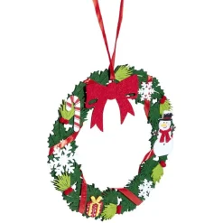 Couronne Noël feutrine à suspendre H25 cm