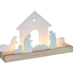 Crèche céramique et bois H22,5cm