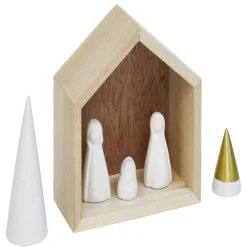 Crèche céramique et bois H15,5cm