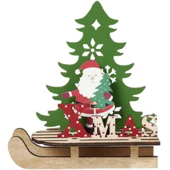 Décoration de Noël luge en bois à poser