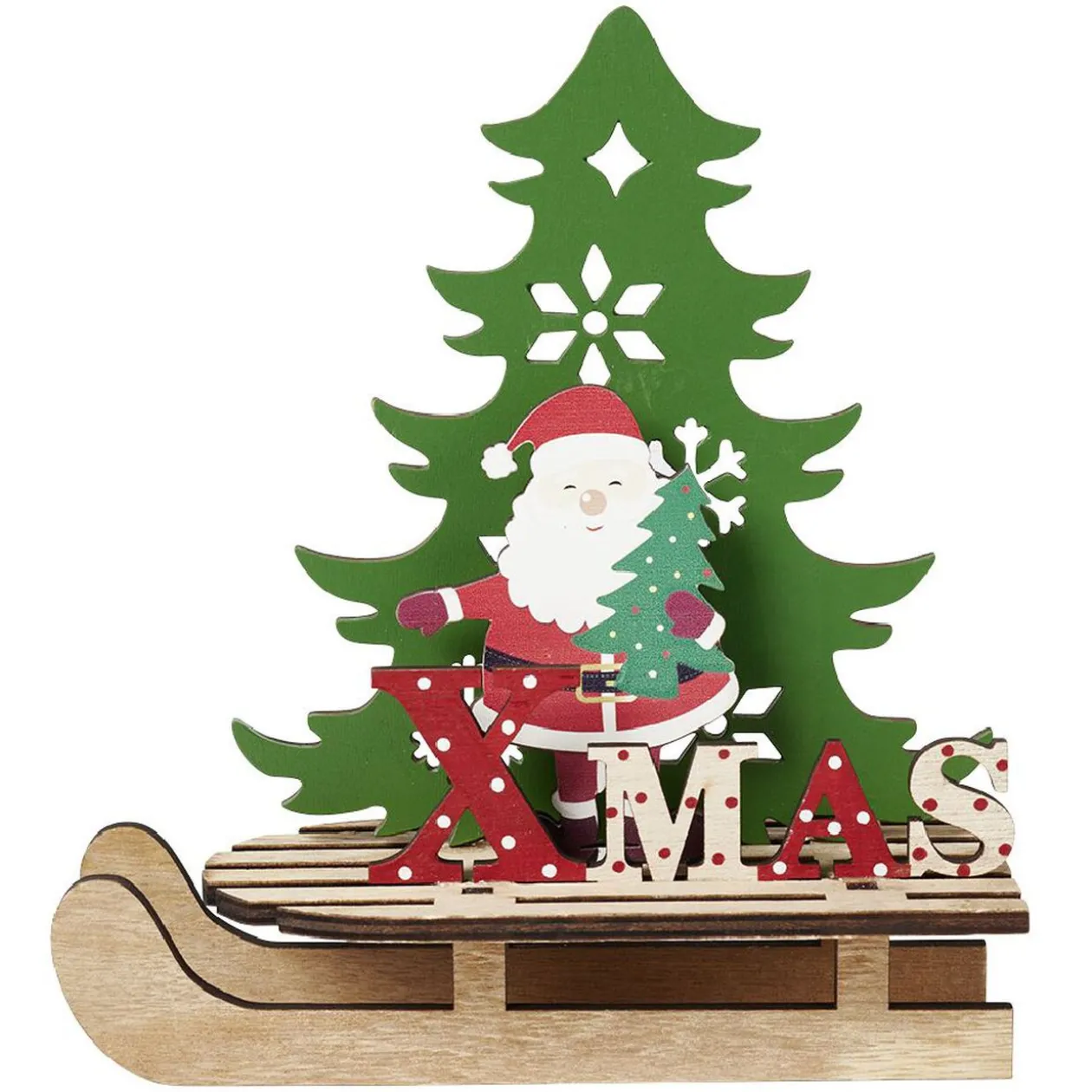 Décoration de Noël luge en bois à poser