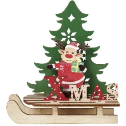 Décoration de Noël luge en bois à poser