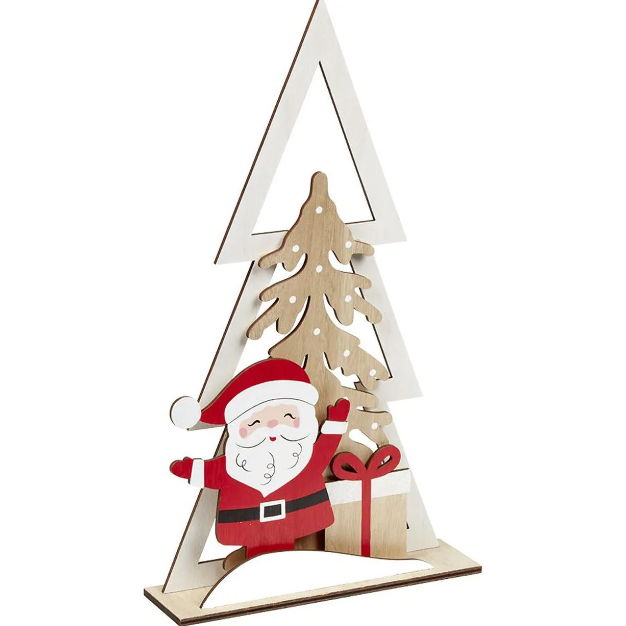 Décoration de Noël sapin et Père Noël en bois à poser