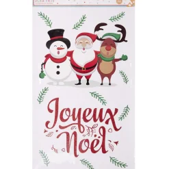 Décoration fenêtre électrostatique Joyeux Noël et personnages 57x33 cm