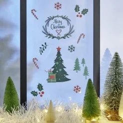 Décoration fenêtre Noël électrostatique personnage ou sapin