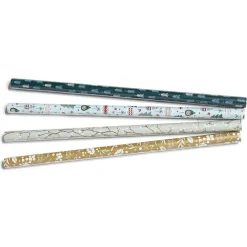 Ensemble papier cadeau Noël 2m x4 avec noeud x7 ruban x2 vert et blanc