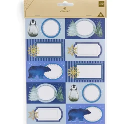 Etiquette cadeau autocollante Noël motif polaire 4x8cm x10