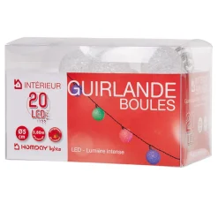 Guirlande électrique boules multicolores L. 3,80 m