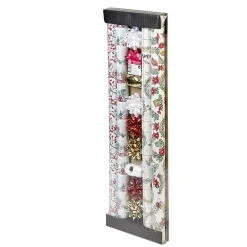 Kit complet noeud bolduc papier cadeau blanc argentée doré