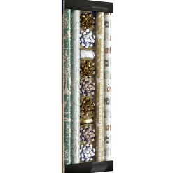 Kit papier cadeau x4 bolduc x2 noeud x7 motif nature blanc doré vert