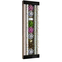 Kit papier cadeau x4 bolduc x2 noeud x7 doré et rose