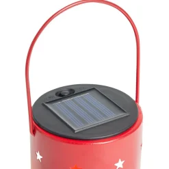 Lanterne solaire métal rouge 1LED blanc chaud Ø8,5xH11,5cm