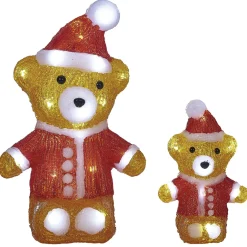 Lot 2 Ours de Noël lumineux LED blanc froid H17 et H30 cm