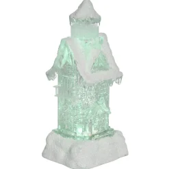 Maison lumineuse blanche pailletée H. 25 cm