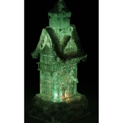 Maison lumineuse blanche pailletée H. 25 cm