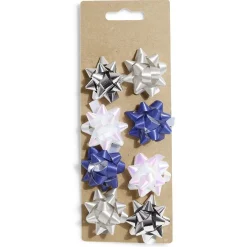 Noeud bolduc argenté blanc bleu x8