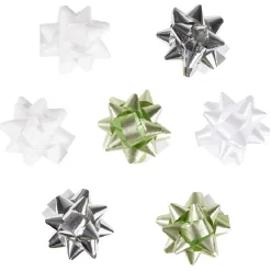 Noeud bolduc vert blanc argenté x8