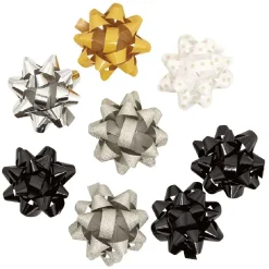 Noeud de Noël jaune noir et argenté x8