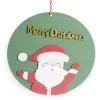 Pancarte ronde en bois Père Noël rouge et vert Ø30cm