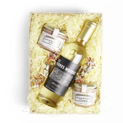 Panier gourmand 1 bouteille vin blanc/2 pâtés/2 papillotes chocolat