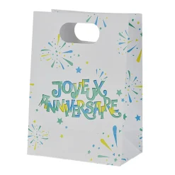 Pochette cadeau Joyeux anniversaire et feux d'artifice x 10