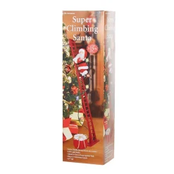 Père Noël animé et musical escaladant une échelle H. 110 cm