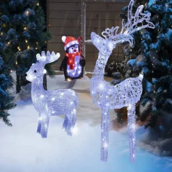 Renne de Noël lumineux 80 LED blanc froid H100cm