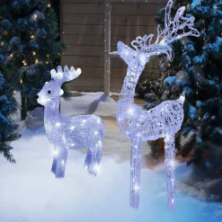 Renne de Noël lumineux 80 LED blanc froid H100cm