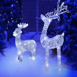 Renne de Noël lumineux blanc froid 30 led