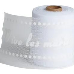 Rouleau de tulle vive les mariés blanc ivoire