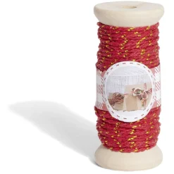 Rouleau fil coton rouge et doré 15m