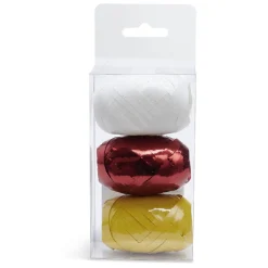 Ruban bolduc brillant blanc rouge doré x3