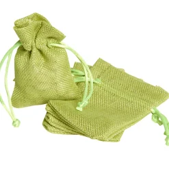 Sac à dragées en jute vert anis x6