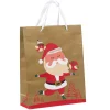 Sac cadeau doré motif Père Noël rouge blanc modèle moyen