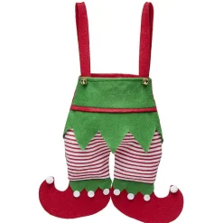 Sac cadeau en forme d'habit de lutin rouge et vert