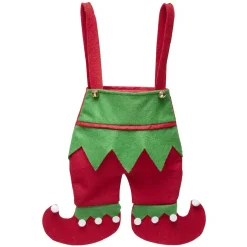 Sac cadeau en forme d'habit de lutin rouge et vert