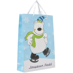 Sac cadeau enfant Joyeux Noël motif ours grand modèle