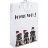 Sac cadeau Joyeux Noël motif chiots grand modèle