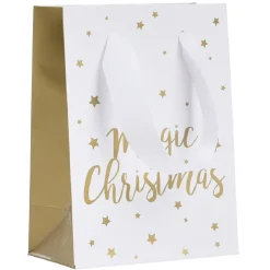 Sac cadeau Noël Blanc Doré taille S