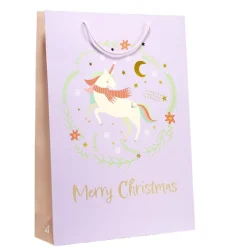 Sac cadeau Noël enfant licorne ou dinosaure 33xH46cm - 2 modèles