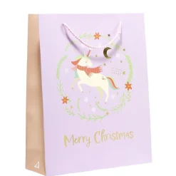 Sac cadeau Noël enfant licorne ou dinosaure 26xH32cm - 2 modèles